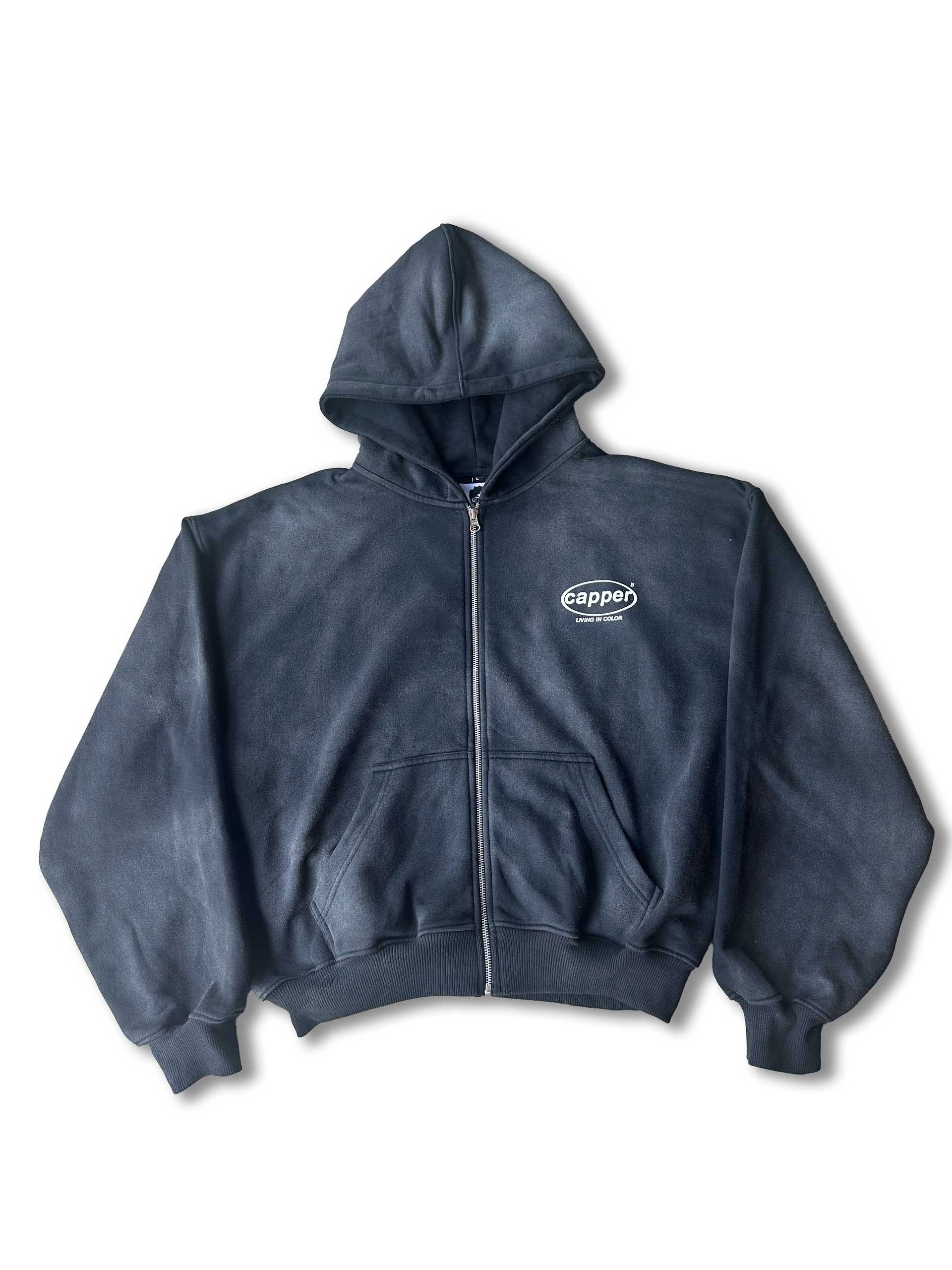 Aged Black Capper Zip Up
