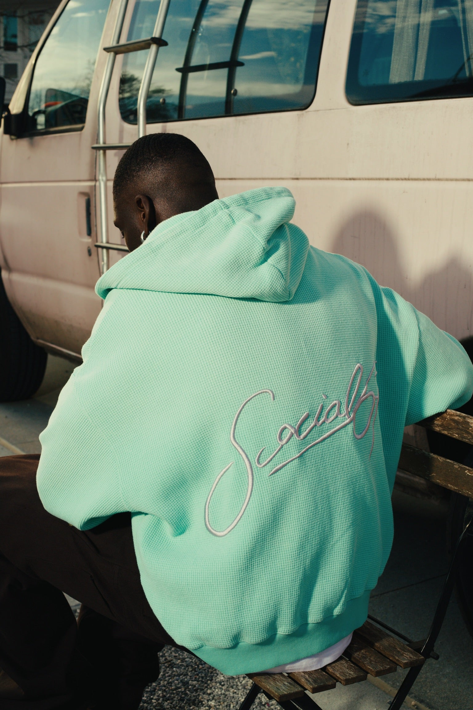 Mint Waffle Zip Up