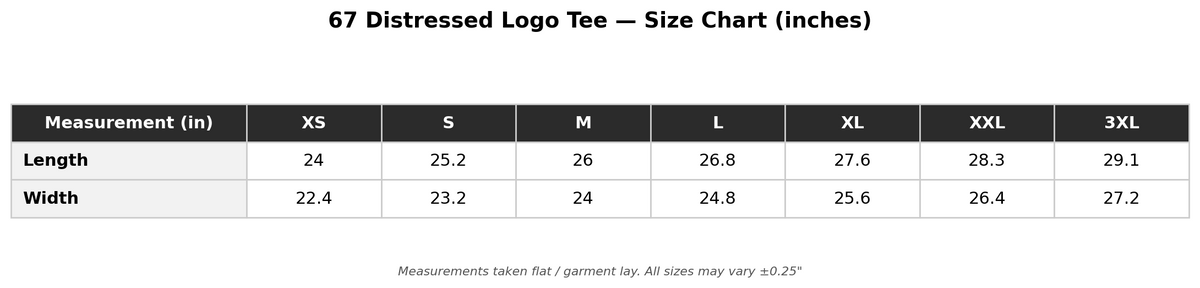 67 Distressed Logo Tee — Black